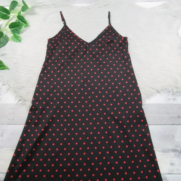 Zanzea Black Red Polkadot Boho Maxi Dresses Women's Size 6 Oversized/Relaxed Fit - Picture 6 of 11